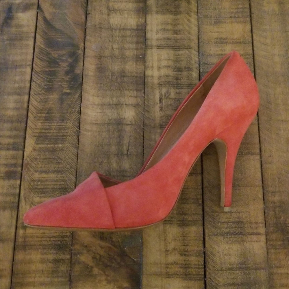 Madewell coral suede heels